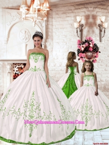 Pretty Spring Green Embroidery White Princesita Dress for 2015 Spring