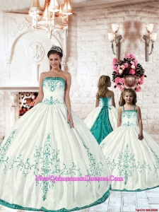 Top Seller White Princesita Dress with Turquoise Embroidery