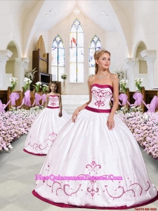 Top Seller Embroidery Princesita Dress in White and Wine Red