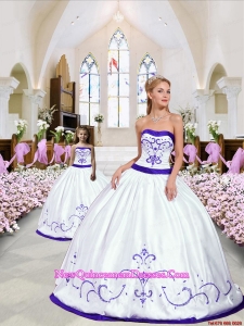 Unique Embroidery White and Purple Princesita Dress for 2015