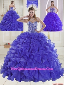 Hot Sale Sweetheart Brush Train Beaded Decorate Quinceanera Dresses in Sweet 16