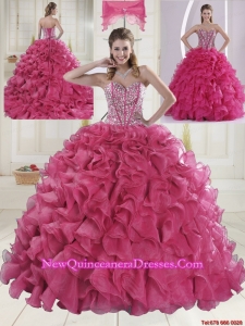 2015 Hot Sale Red Quinceanera Gowns with Beading