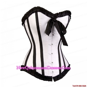 2015 Informal White and Black Bridal Corset with Sweetheart