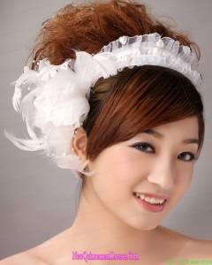 Imitation Pearls White Organza Womens Fascinators