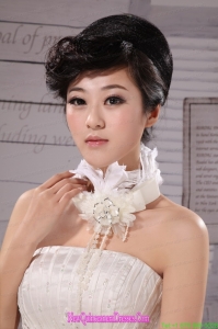 White Chiffon Flower Silk Ribbon Choker Necklace