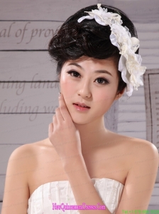 White Tulle Imitation Pearls With Hand Made Flowers Fascinators