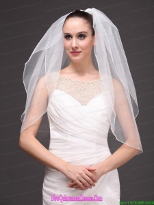 Two-tier Tulle Elbow Length Wedding Veil With Cut Edge