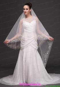 Beading Tulle Modest Bridal Veil For Wedding