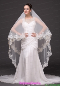 Lace Appliques Tulle Bridal Veils For Wedding