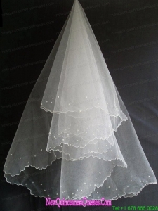 Beading Decorate Tulle Popular Wedding Veil