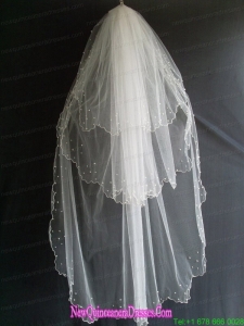 Beading Decorate Tulle Three Layers Graceful Wedding Veil