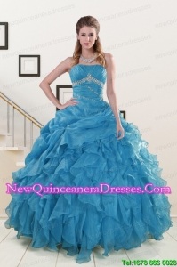 2015 Luxurious Strapless Quinceanera Dresses with Beading and Ruffles