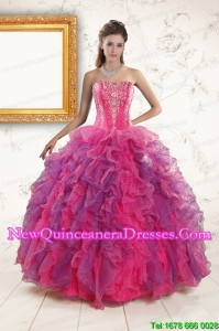 2015 Multi Color Quinceanera Dresses with Appliques and Ruffles