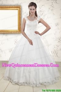 2015 New Style Straps Quinceanera Dresses with Appliques and Beading