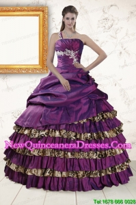 New Style One Shoulder Quinceanera Dresses with Beading and Leopard