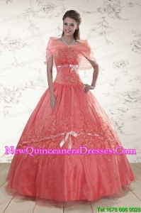 2015 Custom Made Sweetheart Quinceanera Dresses in Watermelon