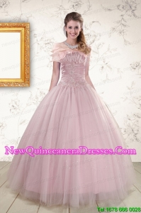 2015 Light Pink Strapless Custom Made Sweet 16 Dresses with Appliques