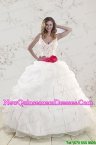 Discount Halter Belt Beading White 2015 Quinceanera Dresses