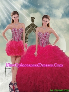 Fashionable and Detachable Beading and Ruffles Red Sweet 16 Dresses