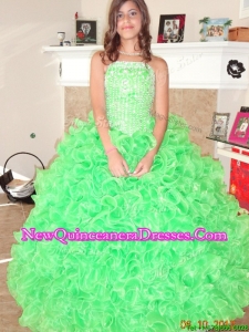 New Arrivals Beaded and Ruffled Strapless Quinceanera Dress in Spring Green