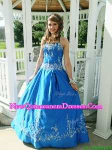 New Style Puffy Skirt Satin Sweet 16 Dress with Beading and Appliques