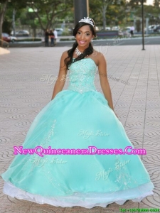 Romantic Strapless Apple Green Quinceanera Dress with Beading and Appliques