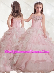 Cute Beaded and Ruffled Layers Little Girl Pageant Dress with Straps