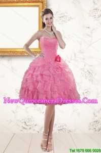 Perfect Sweetheart Rose Pink 2015 Dama Dresses with Beading and Ruffles