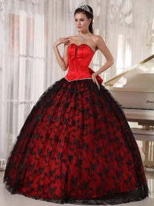 Gorgeous Red Quinceanera Dress Sweetheart Tulle and Taffeta Lace Ball Gown