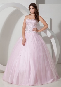 Pretty Baby Pink Sweetheart Quinceanera Dress with Beading