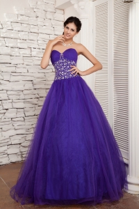 2013 New Style Purple A-line Sweetheart Quinceanera Dress Tulle Beading Floor-length
