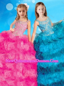 Wonderful Straps Two Tone Little Girl Pageant Dress with Beading and Ruffles