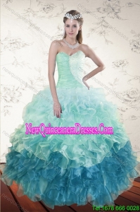 2015 Decent Multi Color Dresses for Fashionable Quinceanera with Beading and Ruffles