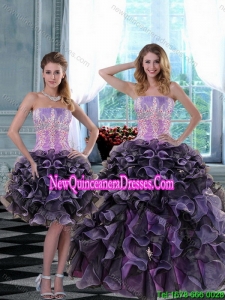 2015 Fashionable Appliques and Ruffles Quinceanera Dresses in Multi Color