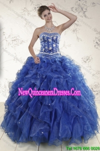 2015 New Style Royal Blue Fashionable Quinceanera Dresses with Beading and Ruffles