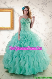 2015 Spring Strapless Fashionable Quinceanera Dresses with Appliques and Ruffles