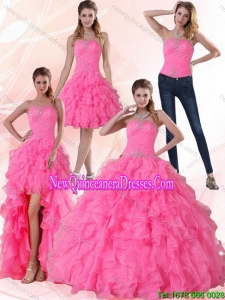 Fashionable Strapless Floor Length Detachable Quinceanera Skirts with Beading and Ruffles