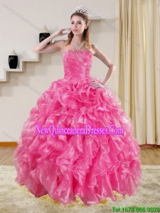 Fashionable Hot Pink Quinceanera Dresses with Beading and Ruffles for 2015