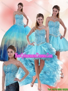 Multi Color Sweetheart Detachable Quinceanera Skirts with Ruffles and Beading