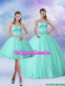 Apple Green Fashionable Quinceanera Dress with Appliques and Beading