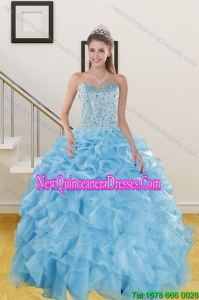 The Most Popular Ruffles and Beading Baby Blue Quince Dresses for 2015