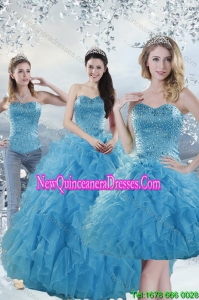 2015 Elegant Baby Blue Detachable Quinceanera Skirts with Beading and Ruffles