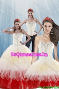 2015 Fashionable Multi Color Detachable Quinceanera Skirts with Beading