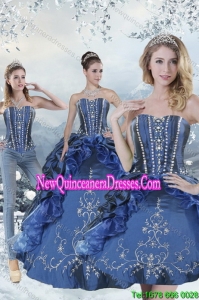 Wonderful Blue Detachable Quinceanera Skirts with Embroidery and Beading for 2015