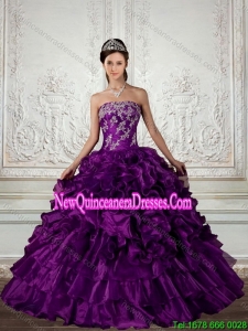 New Style Ball Gown Strapless Quinceanera Dress with Embroidery and Ruffles