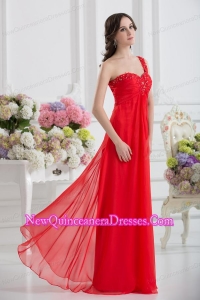 Sweetheart One Shoulder Empire Beading Red Dama Dresses