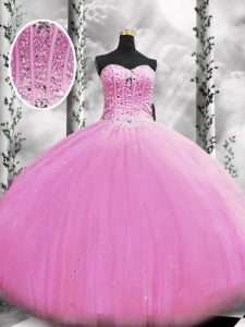 Sweetheart Sleeveless Lace Up Ball Gown Prom Dress Lilac Tulle