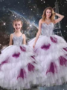 Multi-color Sweetheart Lace Up Beading and Ruffled Layers 15th Birthday Dress Sleeveless