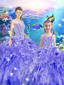 Decent Floor Length Lavender Quinceanera Gown Sweetheart Sleeveless Lace Up