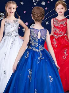 Scoop Sleeveless Beading Zipper Kids Formal Wear